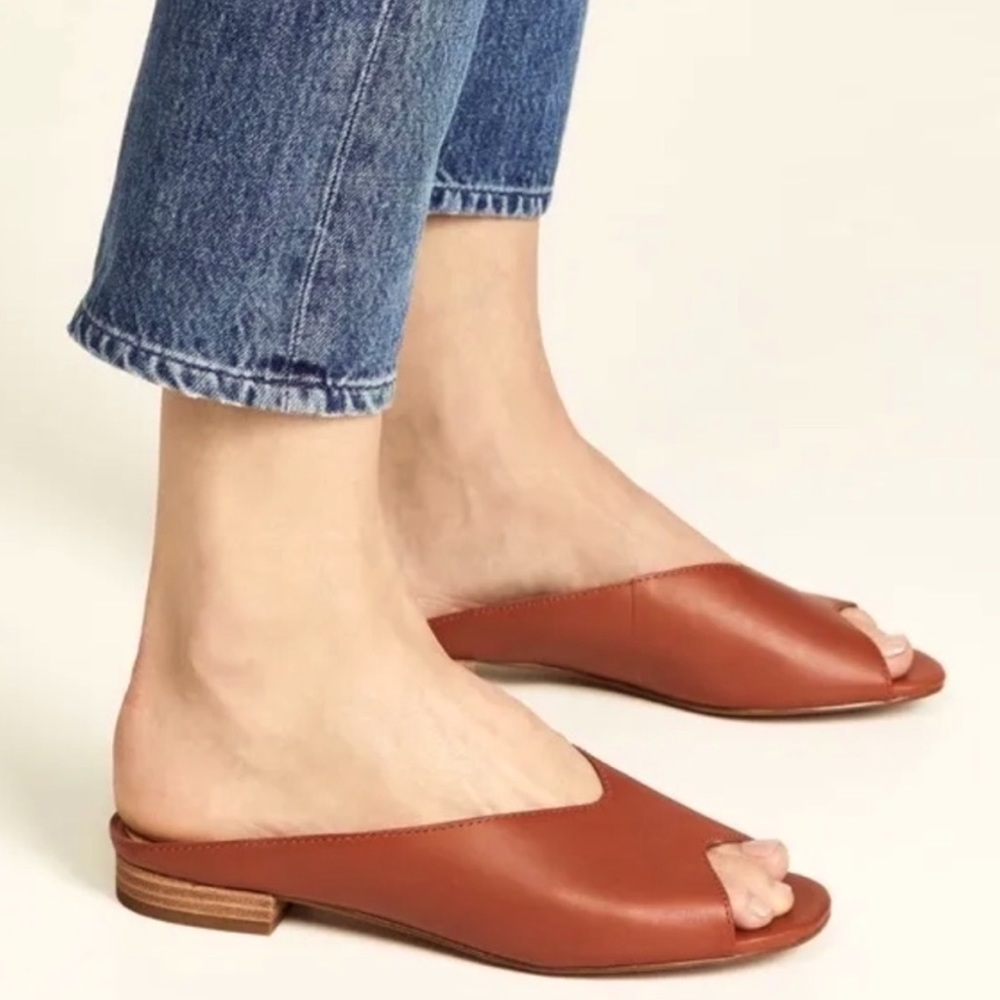 Madewell Tavi Leather Slide in Burnt Red